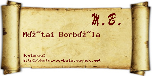 Mátai Borbála névjegykártya